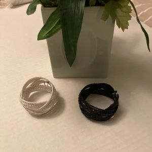 Black and white beaded bracelets